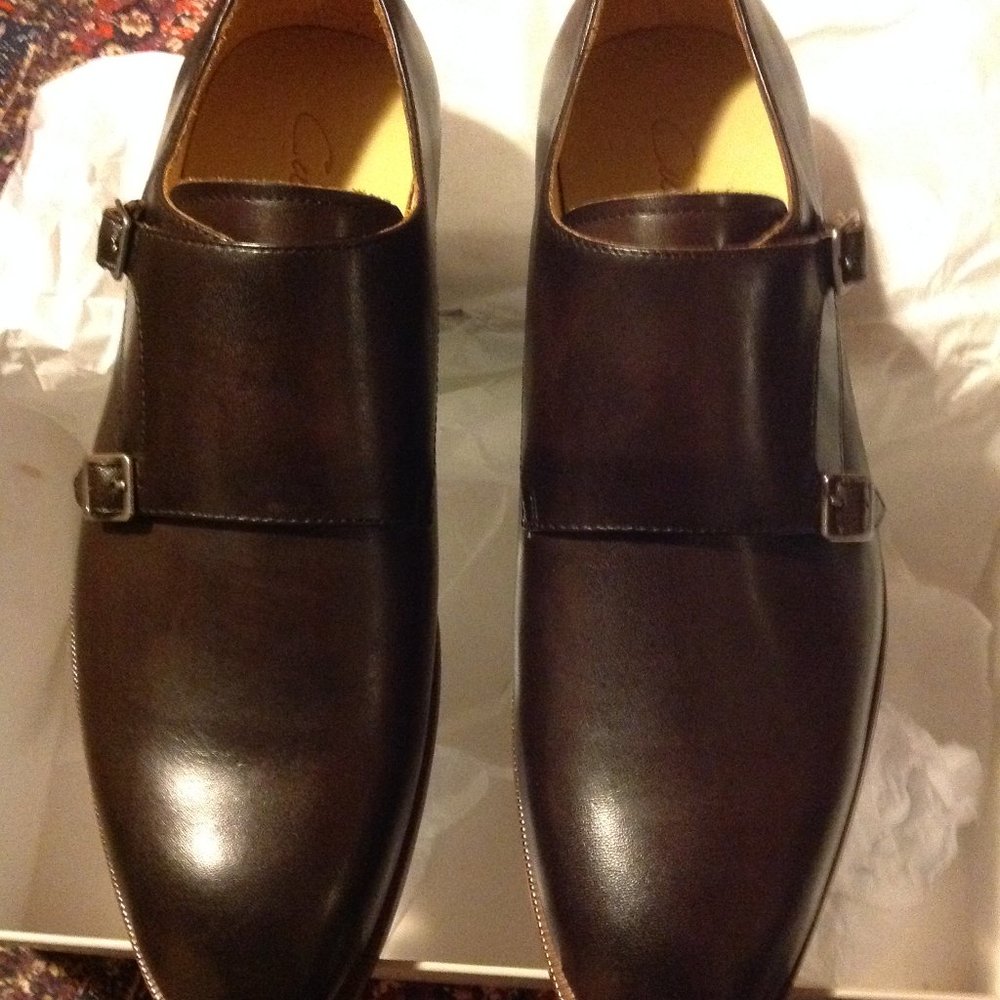 Curatore Men's Gallo Dark Brown Leather Monk Strap Dress Shoes - 11 - New in Box